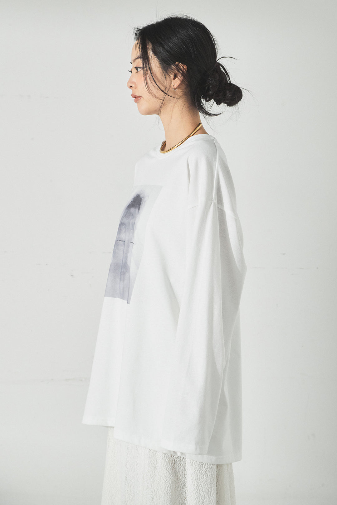 [SET]加工デニムレザー襟付きデニムブルゾン+長袖アソートフォトTシャツ(2set)
