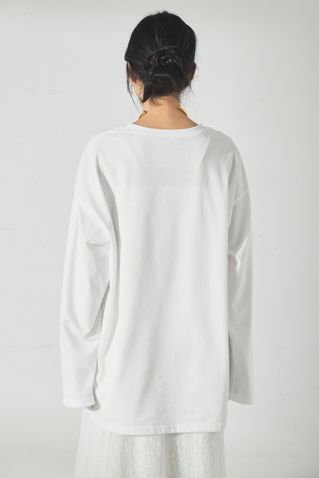 [SET]加工デニムレザー襟付きデニムブルゾン+長袖アソートフォトTシャツ(2set)