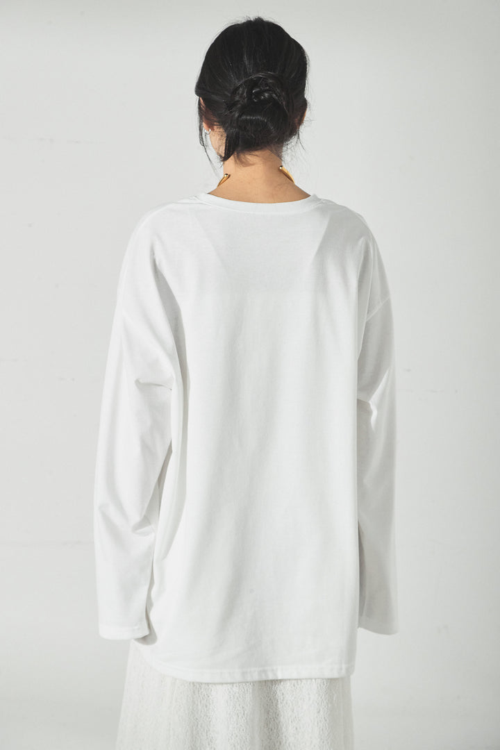 [SET]加工デニムレザー襟付きデニムブルゾン+長袖アソートフォトTシャツ(2set)