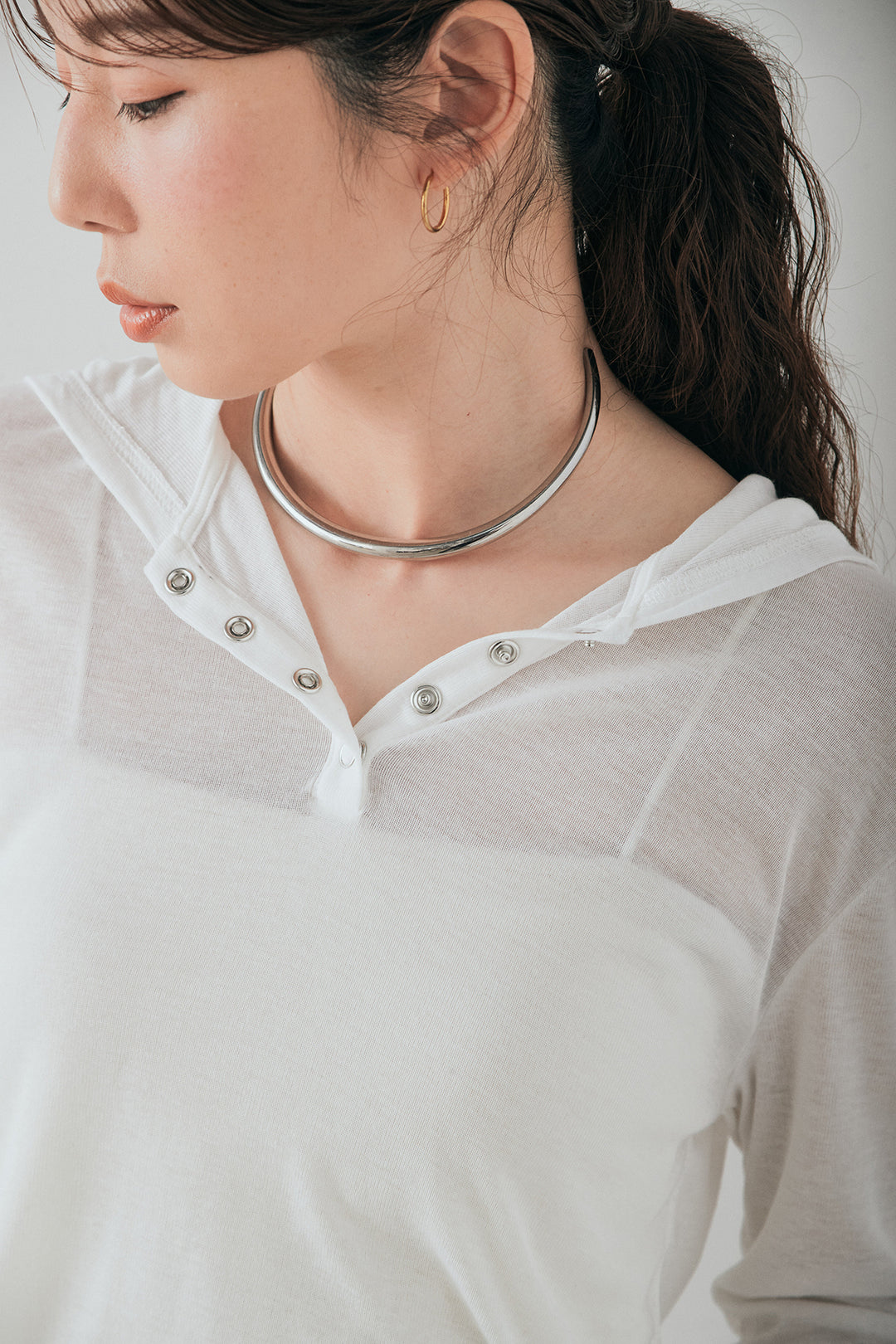 シアーリブフーディプルオーバー