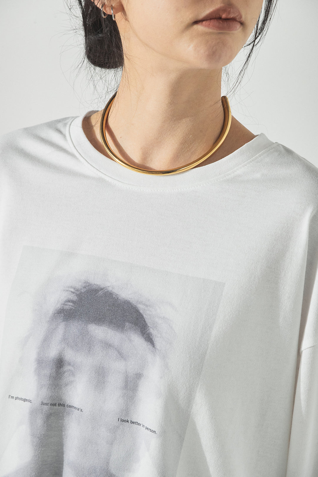 [SET]加工デニムレザー襟付きデニムブルゾン+長袖アソートフォトTシャツ(2set)