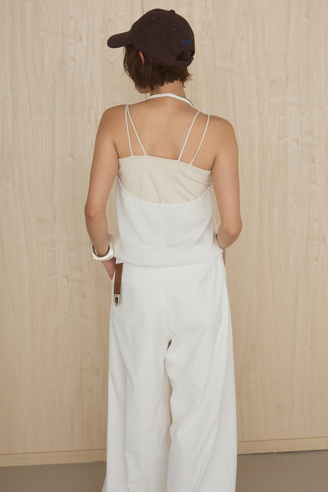 [SET]オーバードルマンカーディガン+ホルターネックインナー+ベルトループデザインハイウエストタックパンツ(3set)