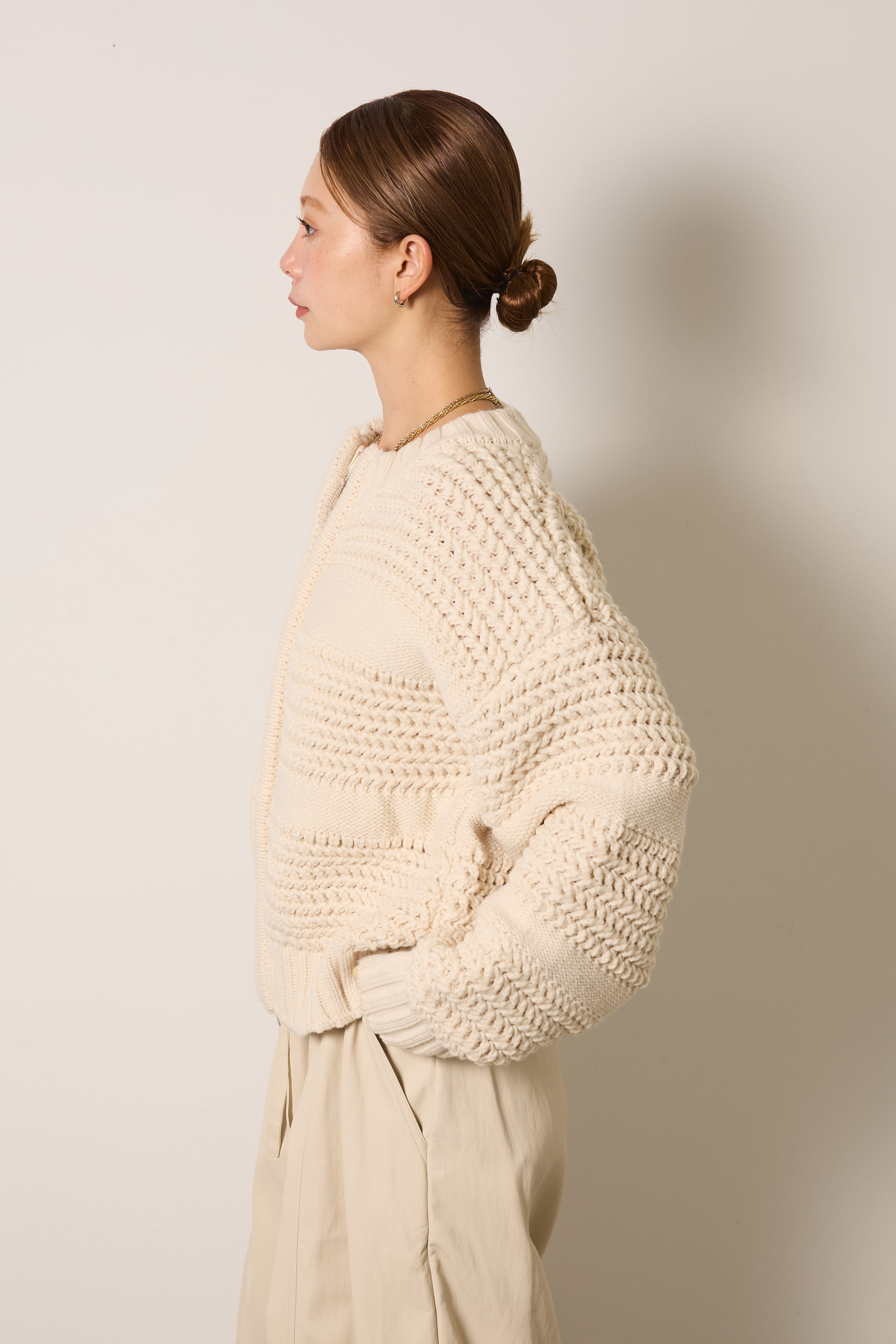 ライン編みダブルジップニットカーディガン – ESICA