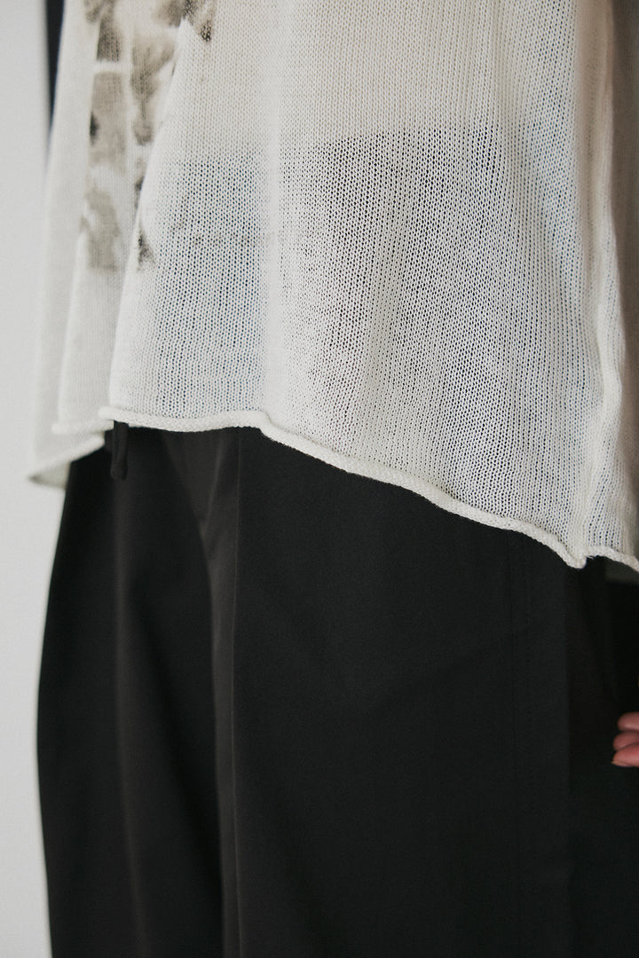 [SET]リネンライクテーラードハーフスリーブジャケット+リネンライク2タックワイドパンツ+半袖モノトーングラフィックトップス(3set)