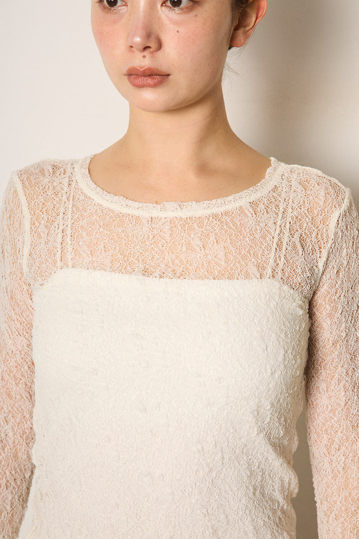 [SET]裏毛バックオープンプルオーバー+エコスウェードワイドスカート+ストレッチレースクルーネックインナー(3set)