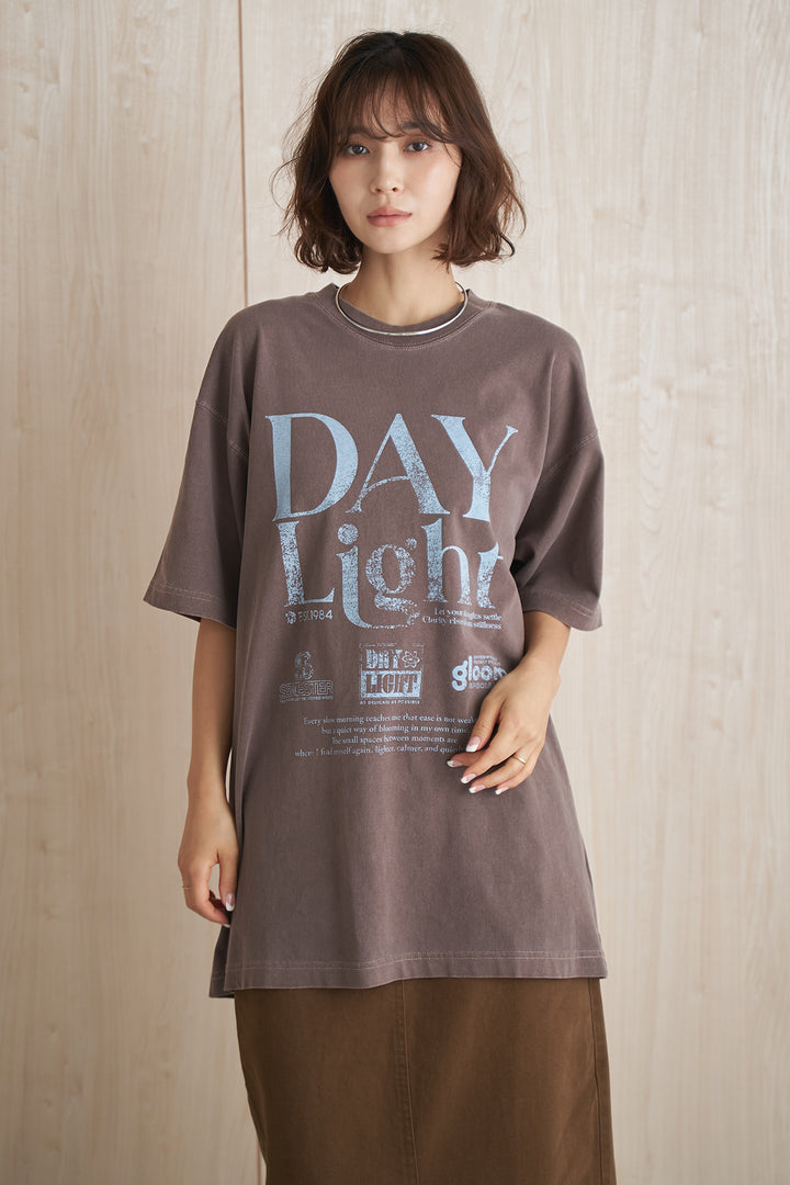 ピグメント加工ビッグロゴプリント半袖Tシャツ