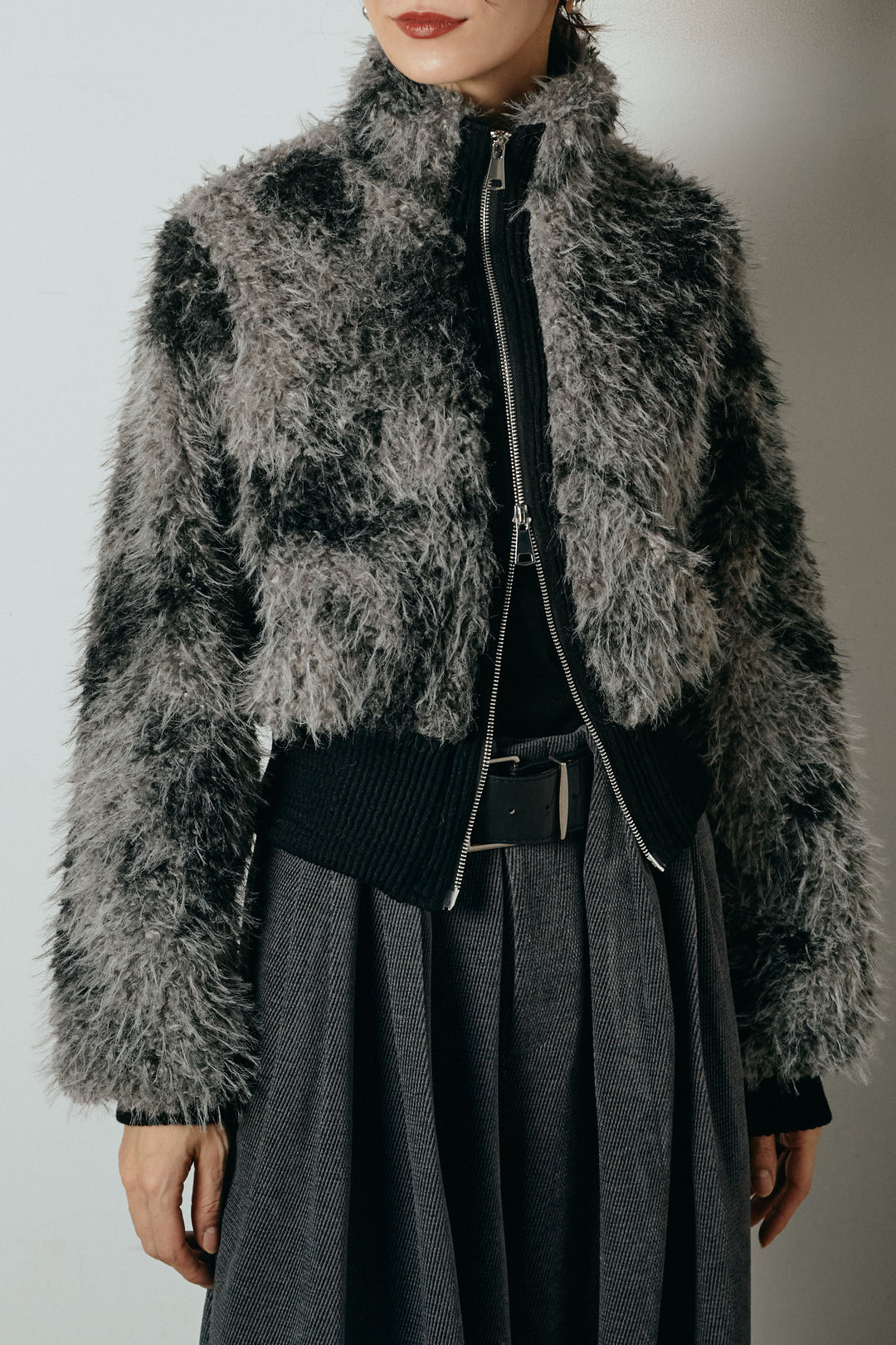 エコファースタンドカラーニュアンス柄ブルゾン