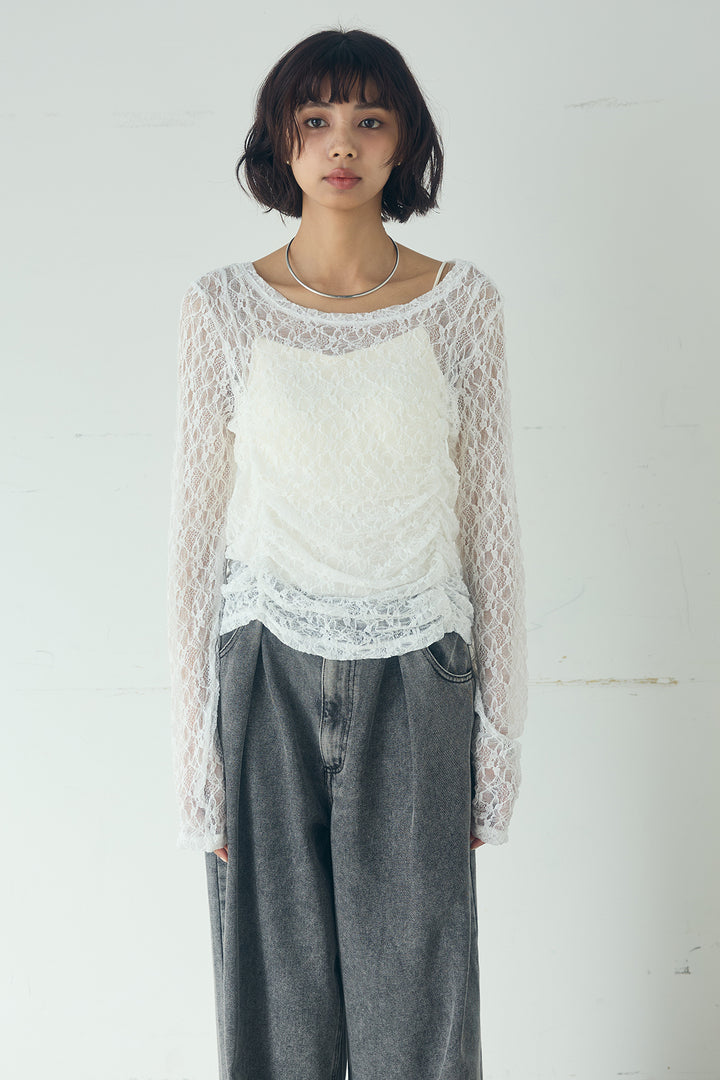 レース刺繍ギャザーインナー