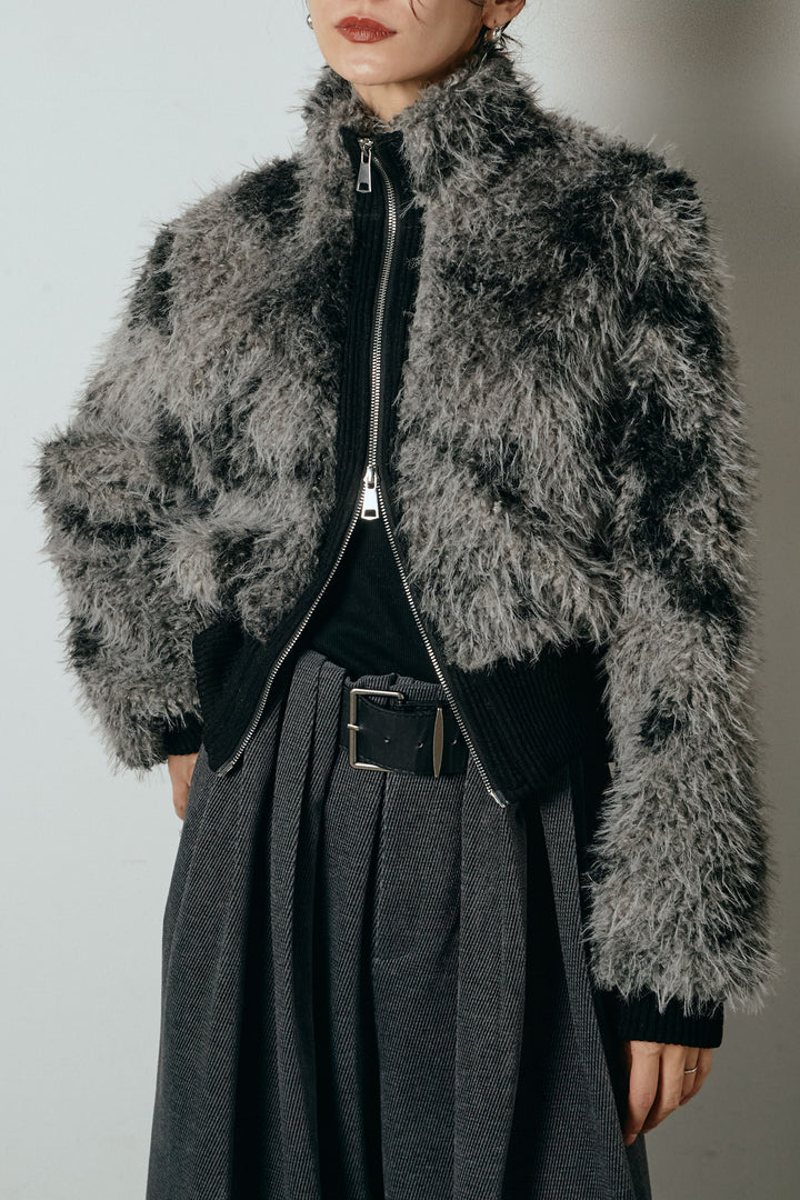 エコファースタンドカラーニュアンス柄ブルゾン