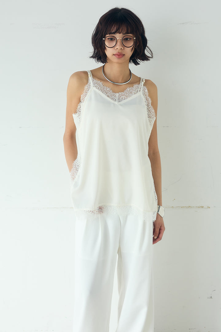 [SET]スポンディッシュBIGボタンクルーネックカーディガン+ブロード切り替えぺプラムタンク(2set)