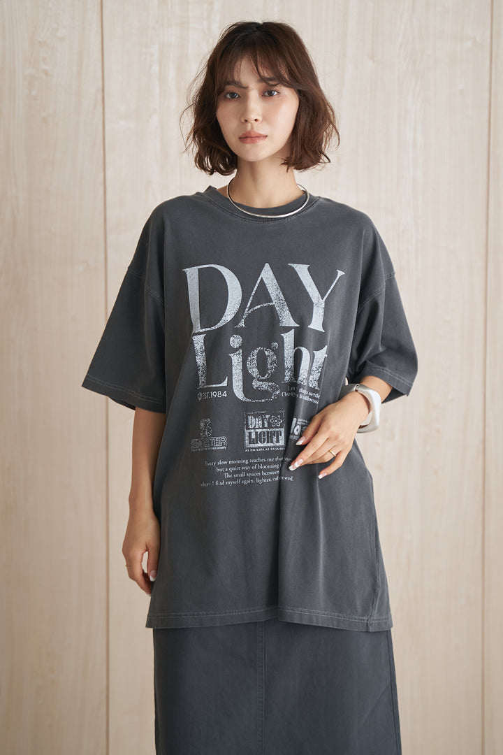 ピグメント加工ビッグロゴプリント半袖Tシャツ