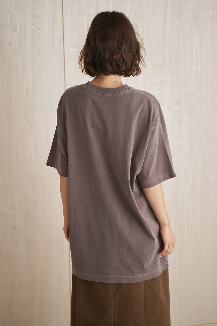 ピグメント加工ビッグロゴプリント半袖Tシャツ