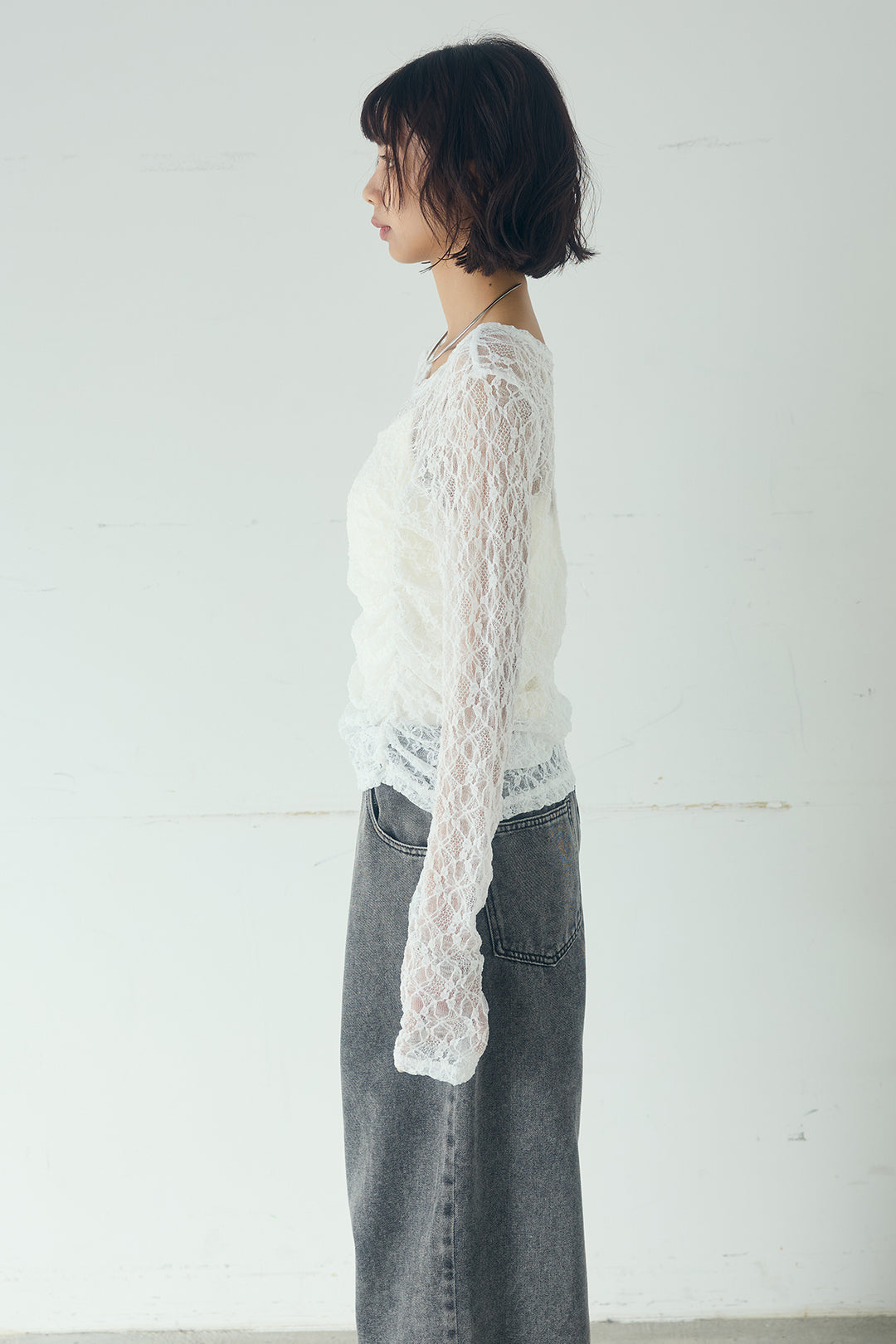 レース刺繍ギャザーインナー