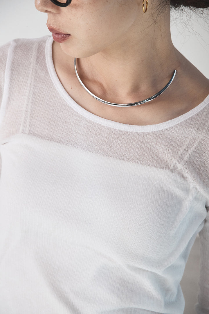 [SET]ビッグロゴHRU袖ボリュームトップス+リブシアークルーネック長袖トップス+ヘリンボーンストライプツータックパンツ(3set)