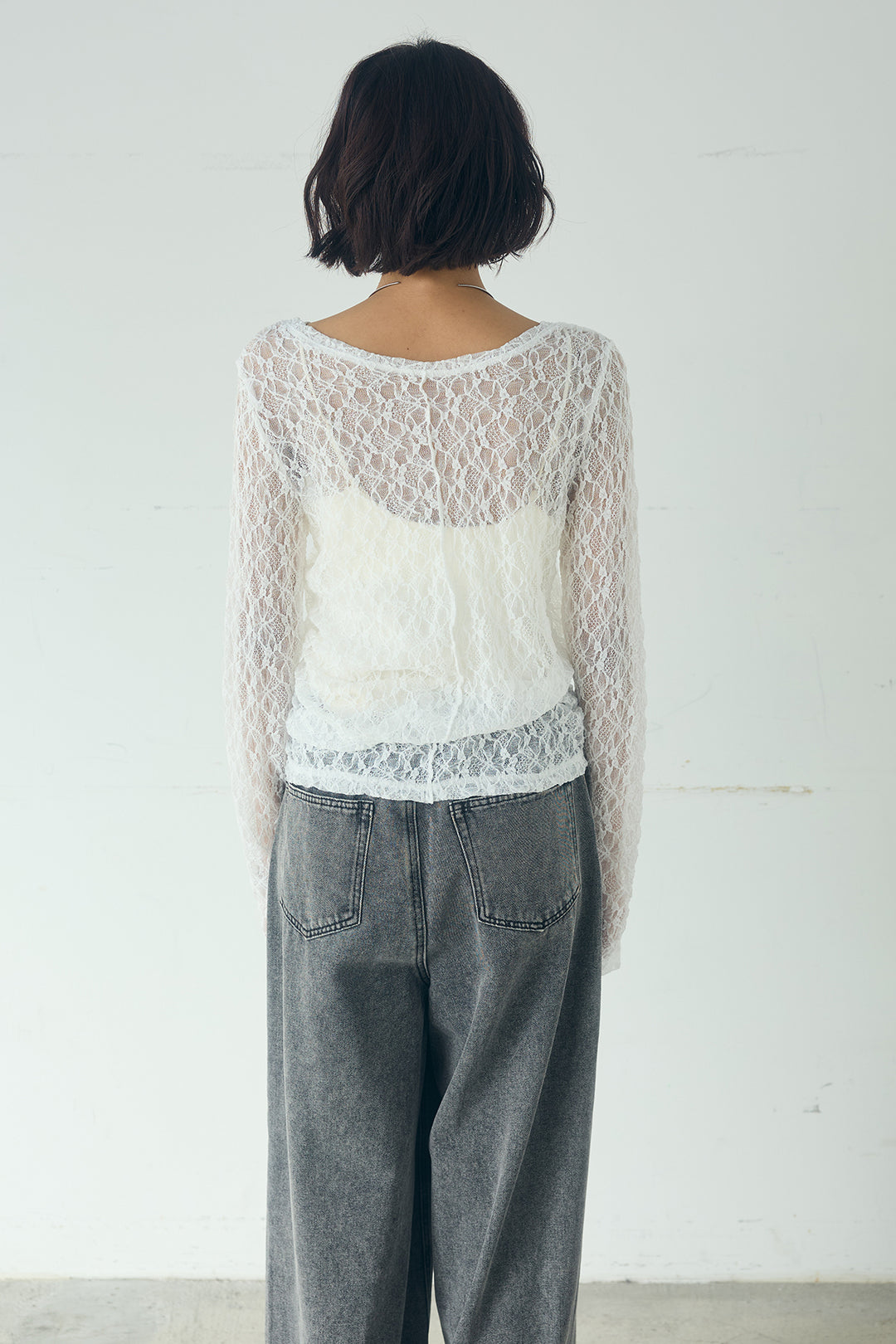 レース刺繍ギャザーインナー