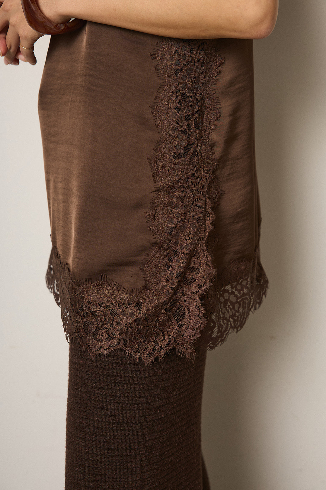 [SET]レオパードシャギータッチカーディガン+レースサテンキャミソール(2set)