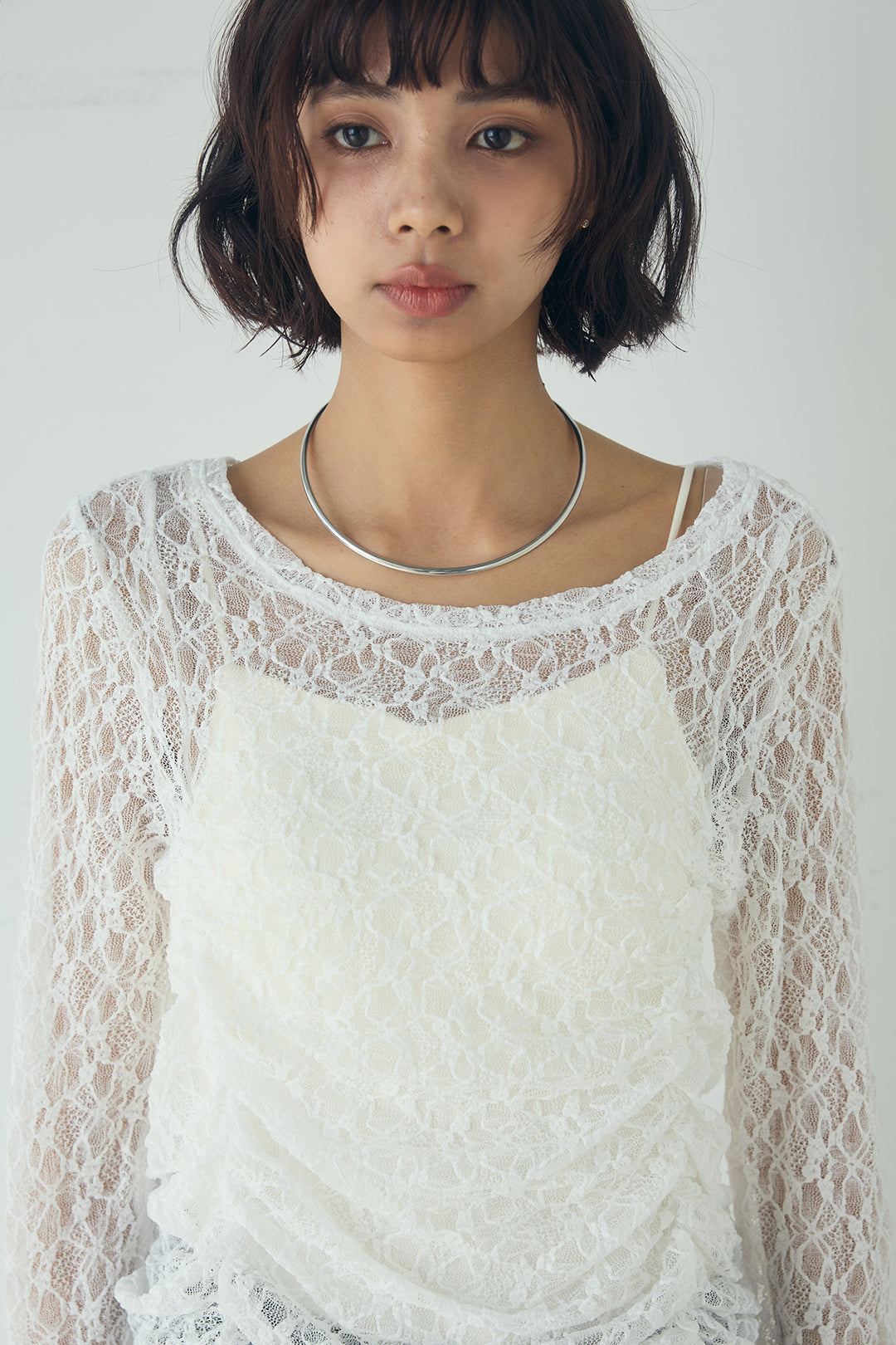 レース刺繍ギャザーインナー