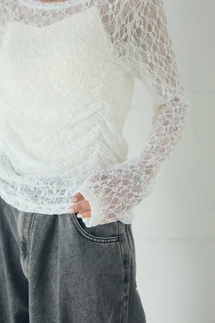 レース刺繍ギャザーインナー