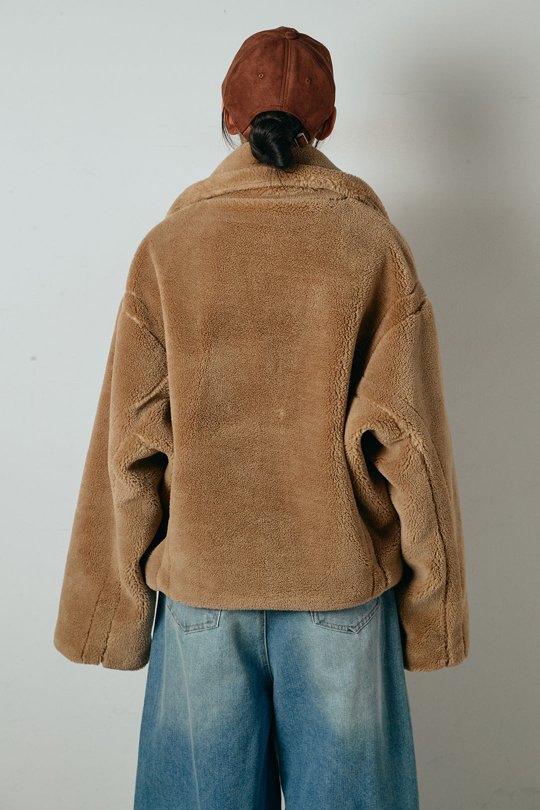 【2月中旬発送】
[SET]テディボアショートジャケット+加工デニムタックコクーンワイドパンツ(2set)