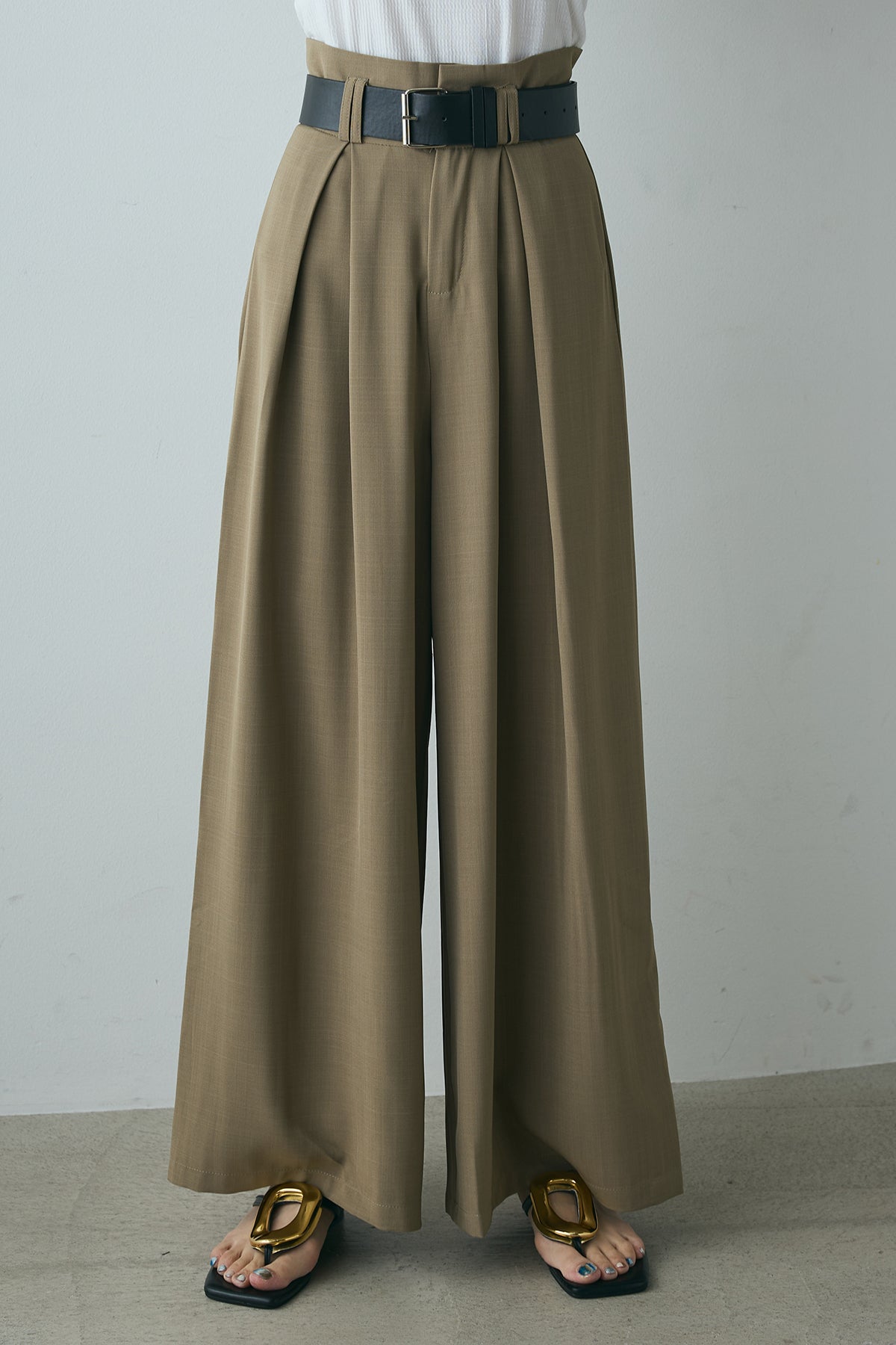 即納】太ベルト付きワイドパンツ – ESICA