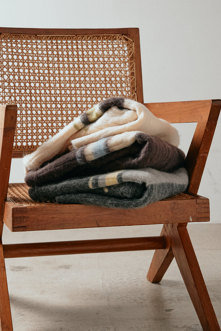 アルパカタッチボーダーポロニット/ブラウン