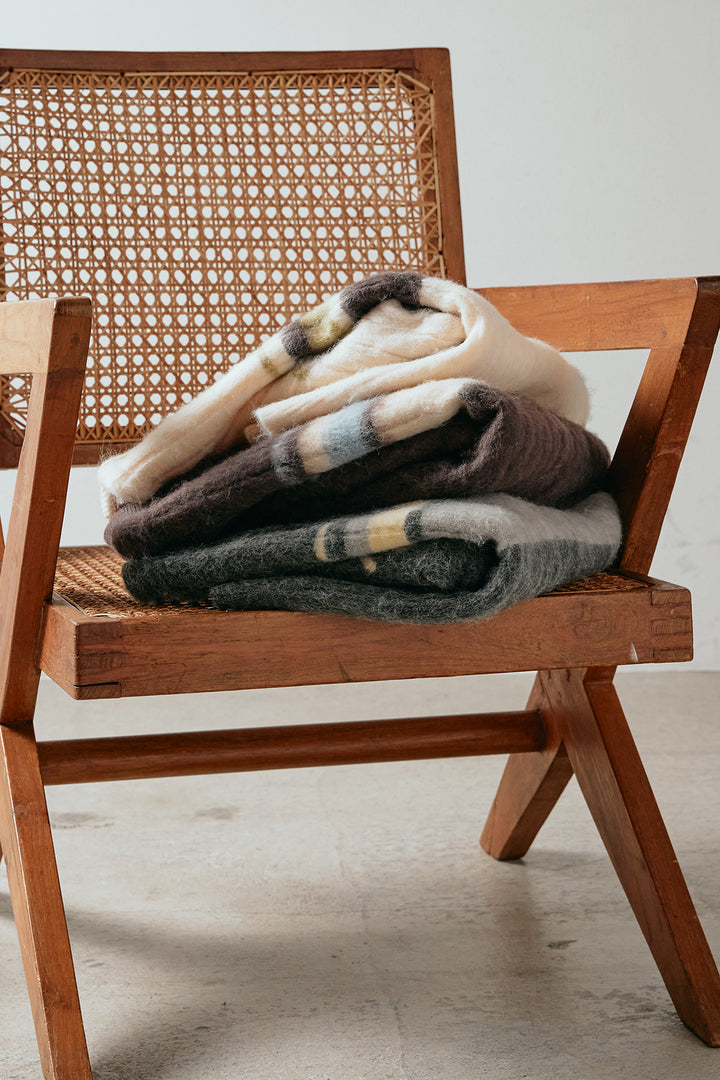 アルパカタッチボーダーポロニット/ブラウン