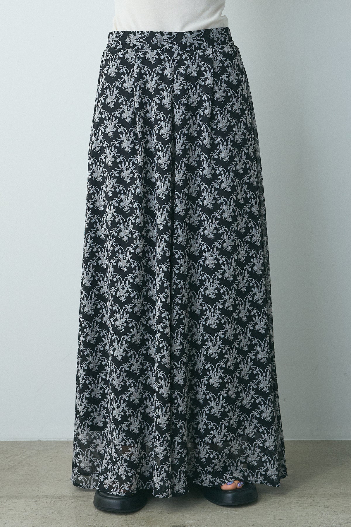 小花柄プリントシフォン楊柳フレアパンツ – ESICA