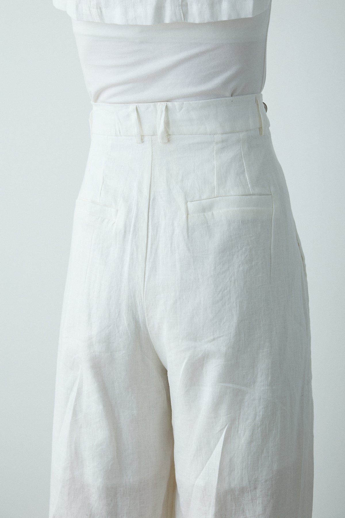 SET]切りっぱなしデザインベスト+タック入りサマーワイドパンツ