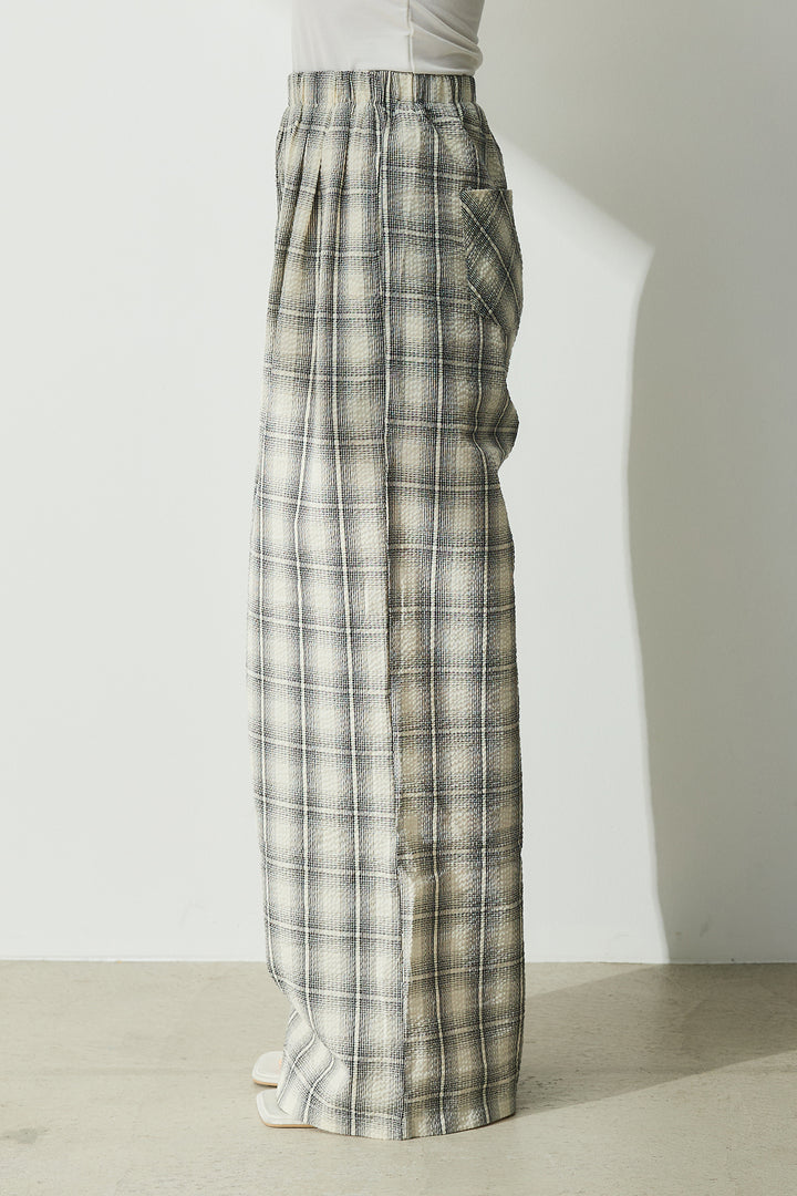 [SET]シャーリングシアータンクxリブタンクSET+タータンチェックワイドパンツ(2set)