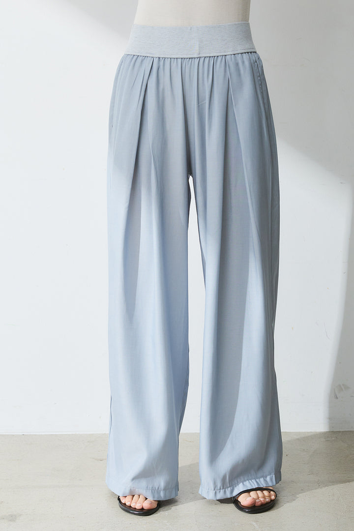 [SET]カットワークレースノースリーブ+ウエストゴムワイドパンツ(2set)