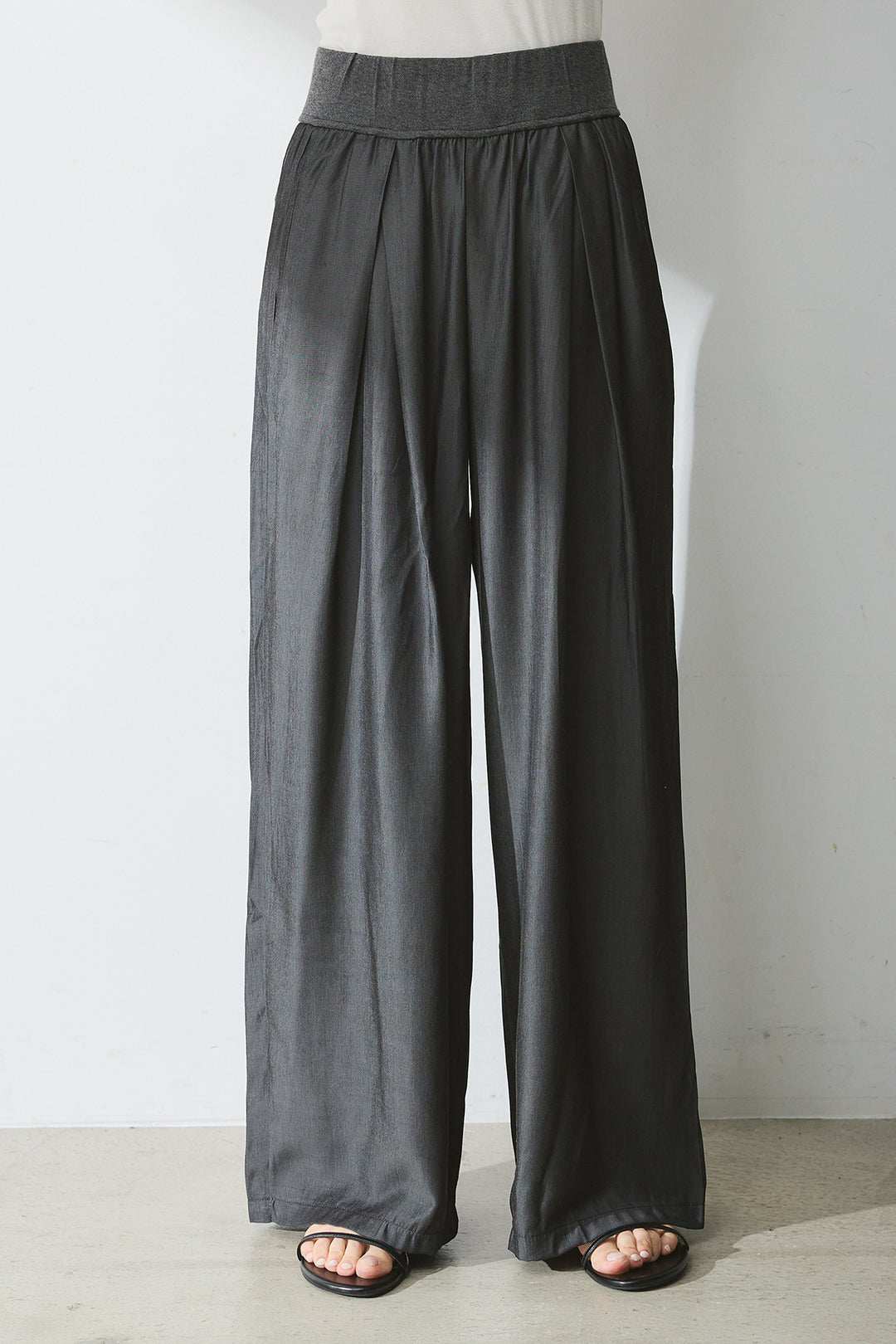[SET]カットワークレースノースリーブ+ウエストゴムワイドパンツ(2set)
