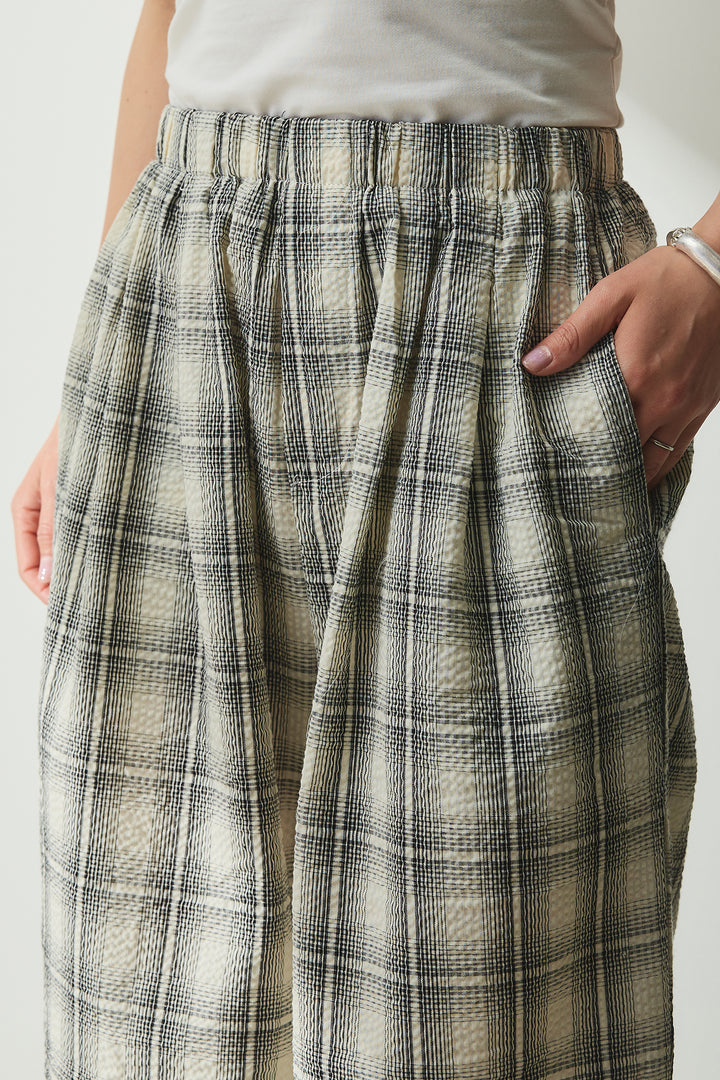 [SET]タンク付きアシメシャツ+タータンチェックワイドパンツ(2set)