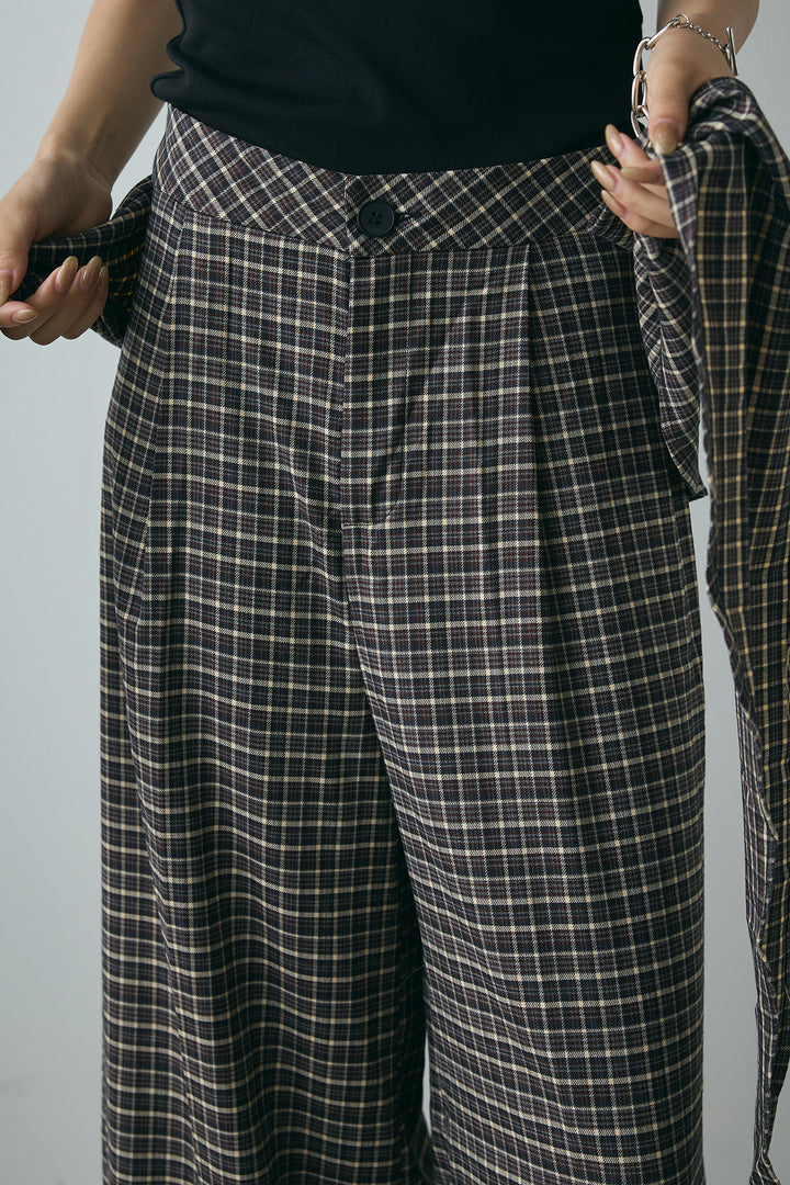 サイド巻きチェックパンツ
