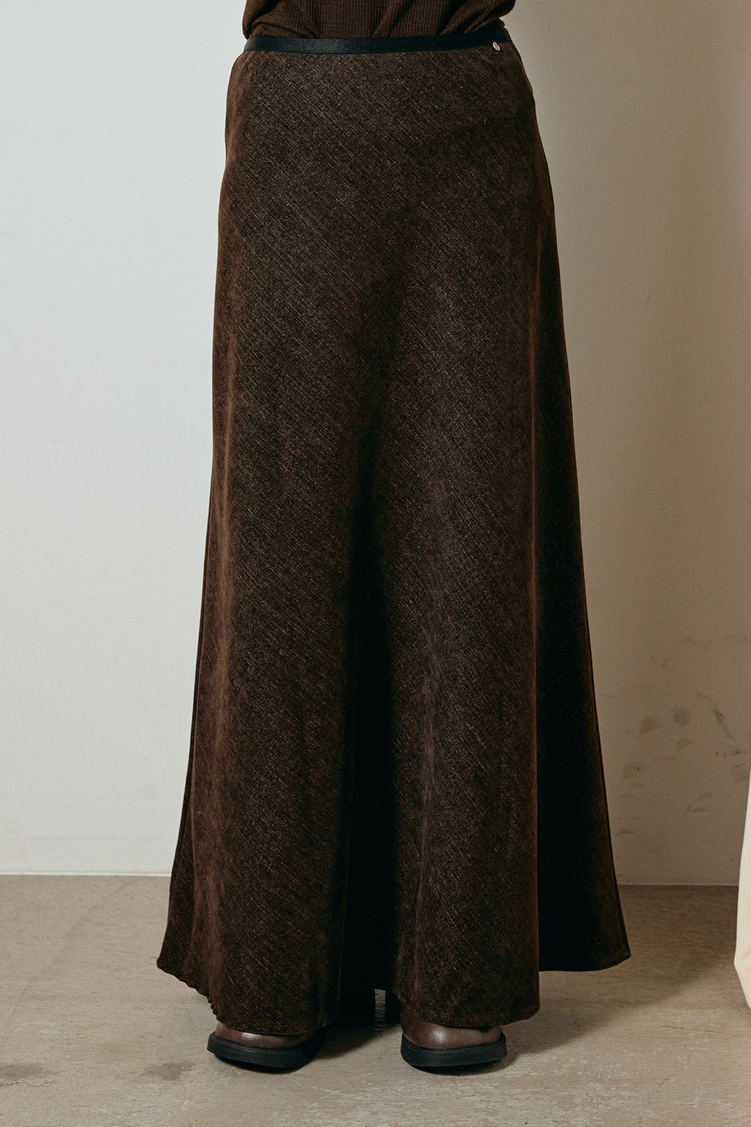 [SET]アーガイル柄ポロニットトップス+スウェードライクロングスカート(2set)