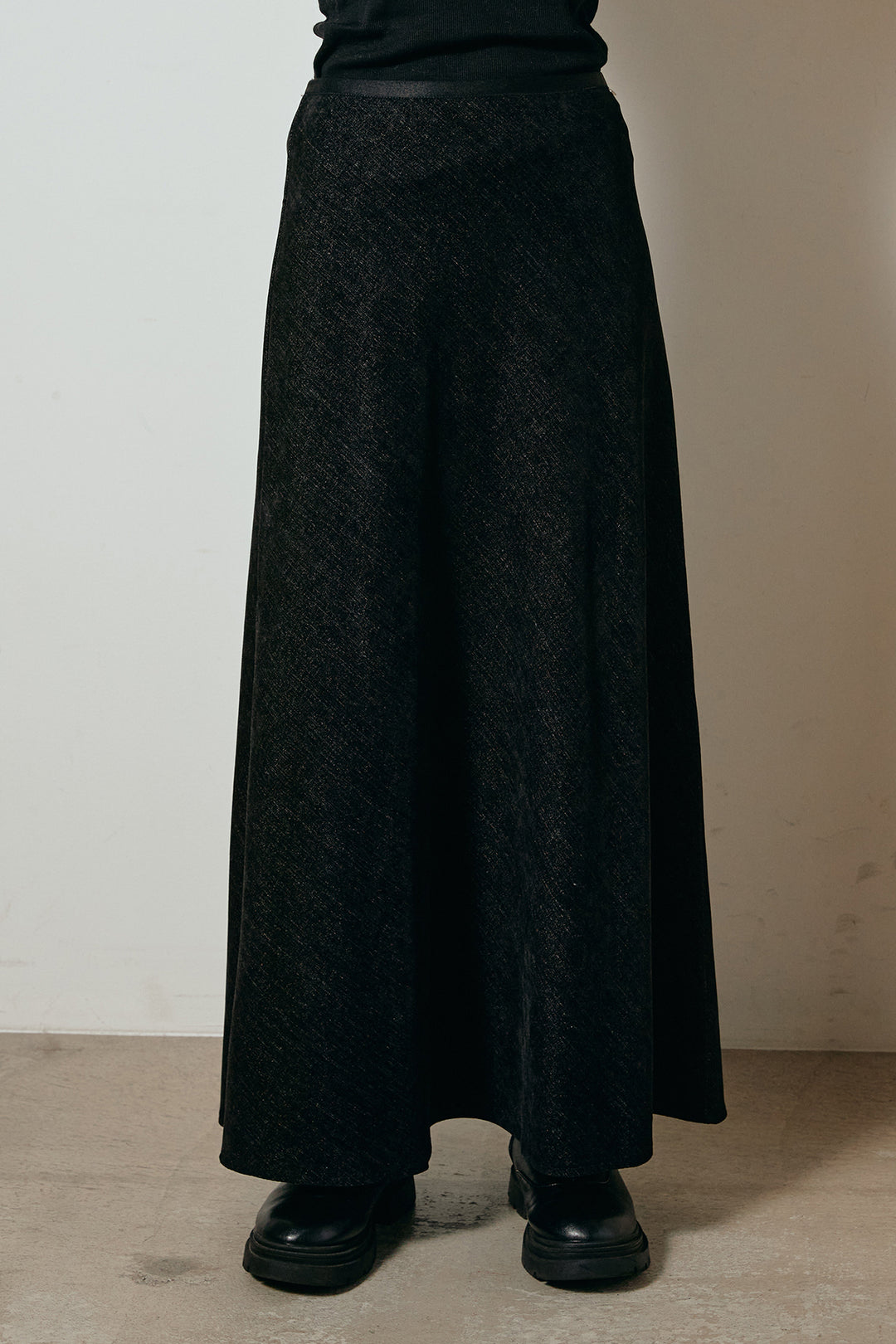 [SET]アーガイル柄ポロニットトップス+スウェードライクロングスカート(2set)