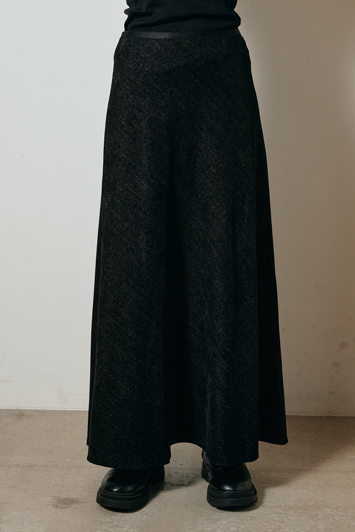 [SET]アーガイル柄ポロニットトップス+スウェードライクロングスカート(2set)