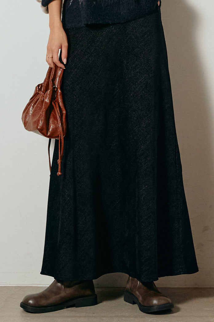 [SET]チェックシャギーミドルカバーオール+スウェードライクロングスカート(2set)