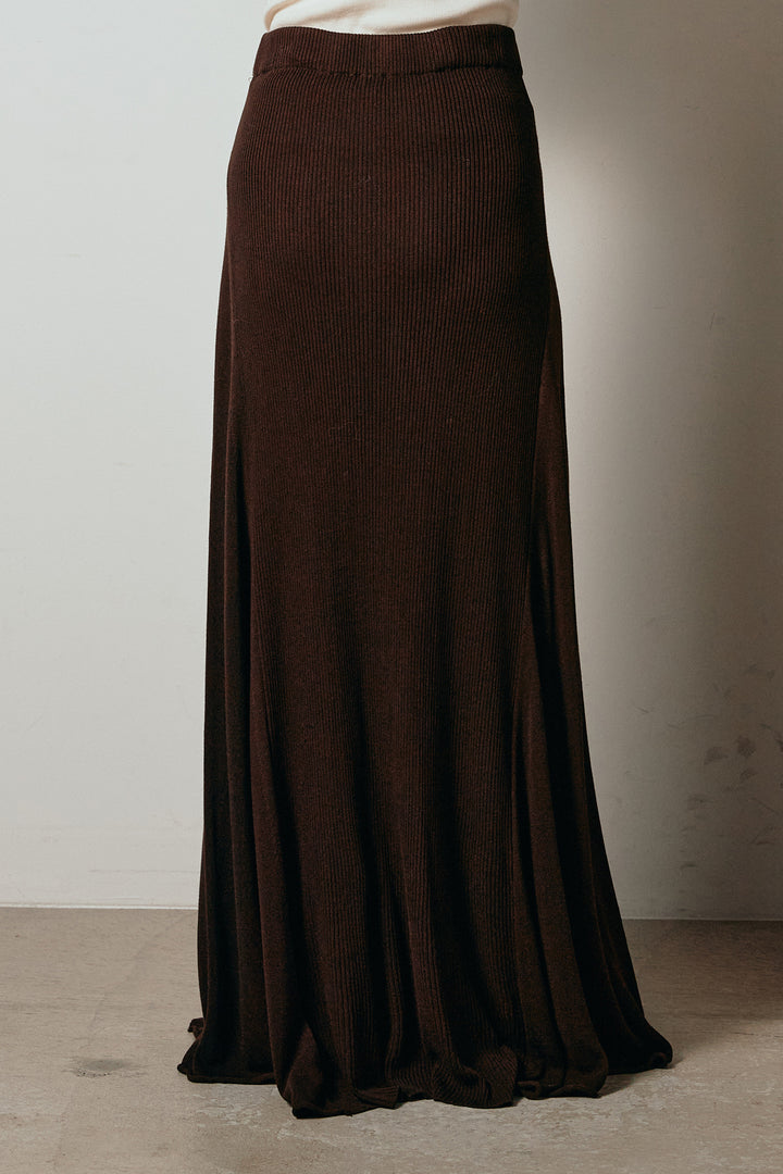 [SET]ハイネックジップデザインニットトップス+サイド切り替えリブニットロングスカート(2set)