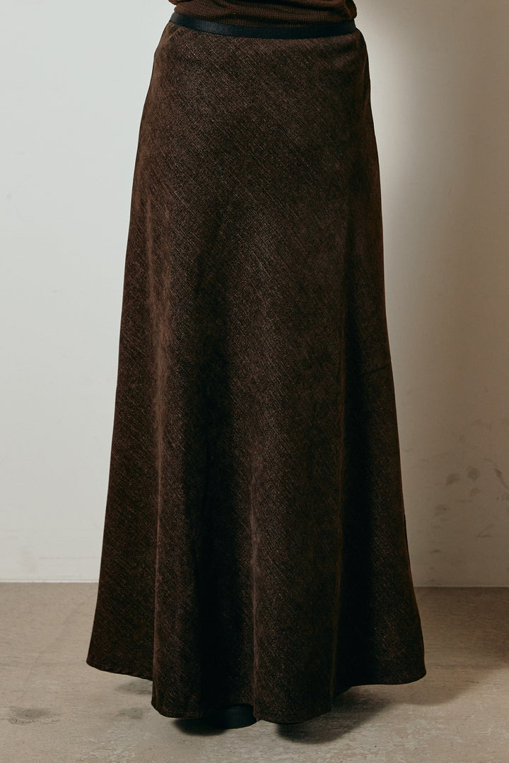 [SET]アーガイル柄ポロニットトップス+スウェードライクロングスカート(2set)