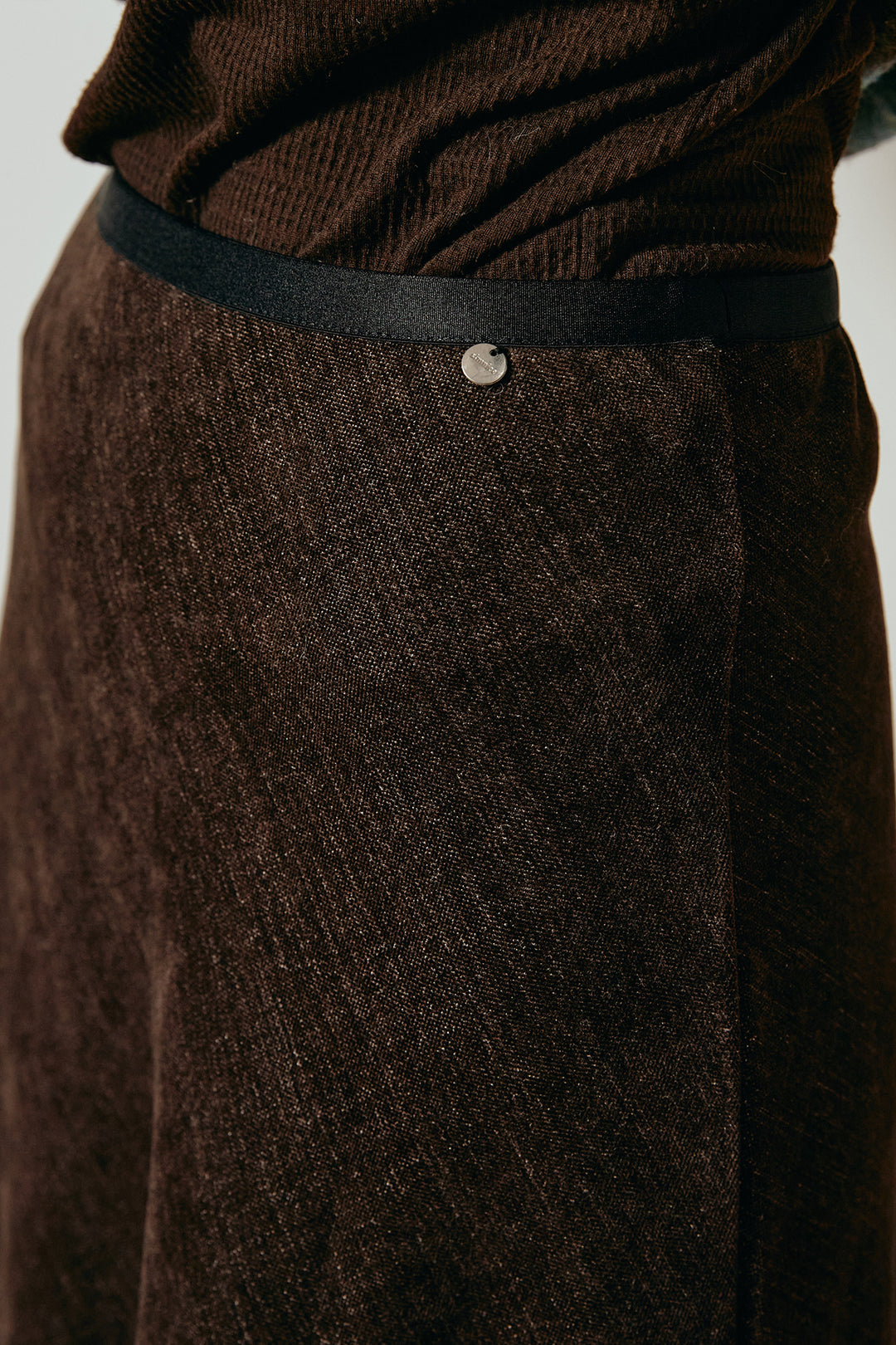 [SET]アーガイル柄ポロニットトップス+スウェードライクロングスカート(2set)