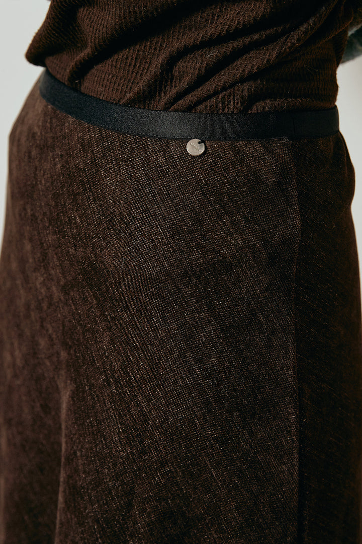 [SET]チェックシャギーミドルカバーオール+スウェードライクロングスカート(2set)