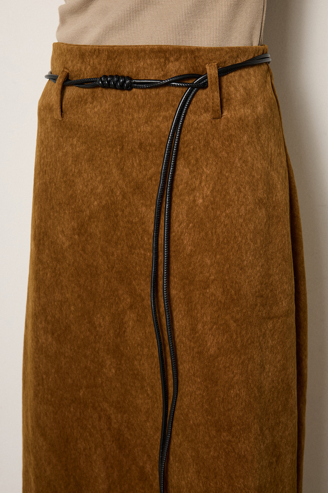 [SET]スタンドカラー裾リブボアブルゾン+ロープベルト付きスウェード調スカート(2set)