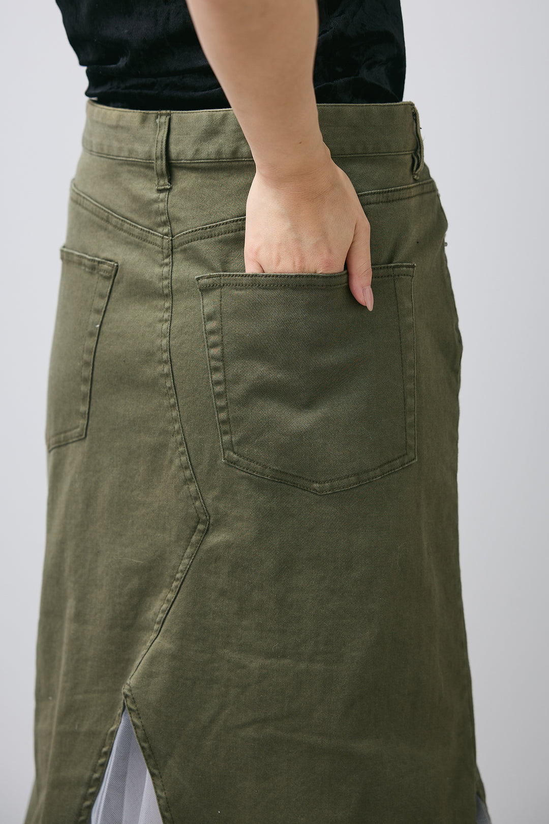 【即納】チュールレイヤードミリタリースカート