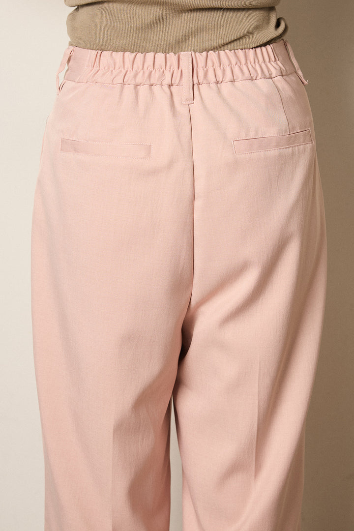 [SET]シャギーニュアンスライン柄ニットトップス+ツイルスプリングカラータックパンツ(2set)