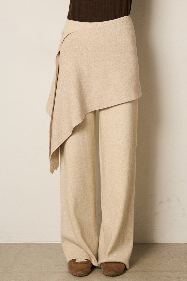 ウエスト巻きニットパンツ