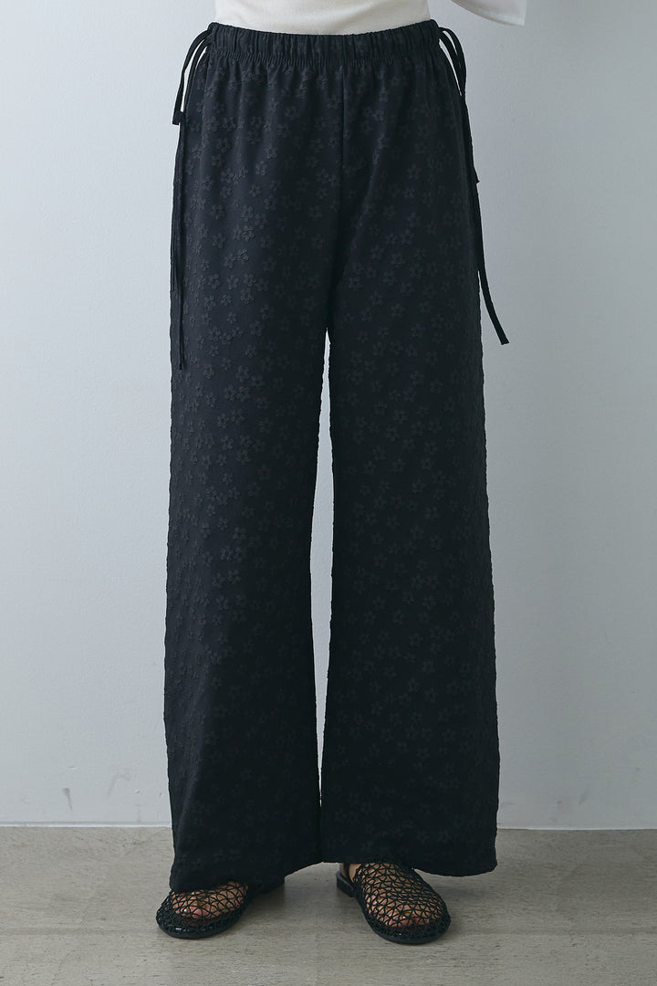 [SET]ホックビスチェ付きバンドカラーシャツ+フラワージャガードパンツ(2set)