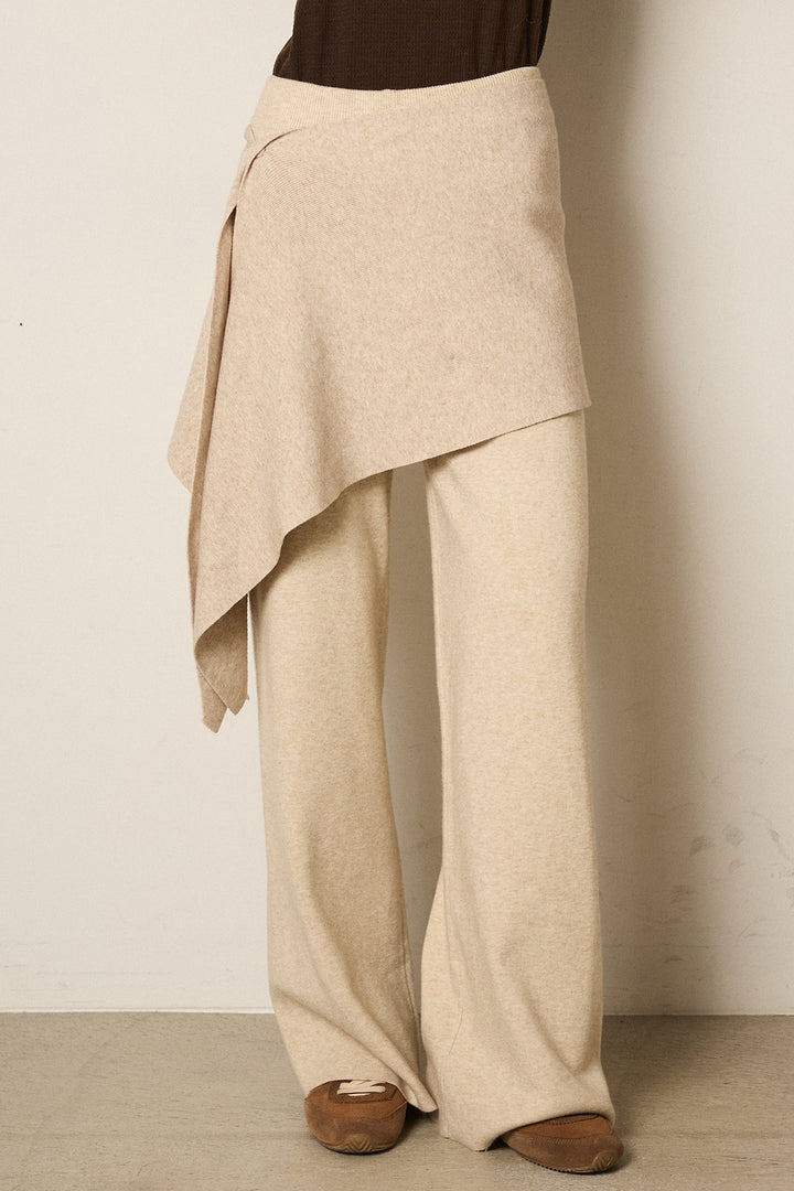 ウエスト巻きニットパンツ