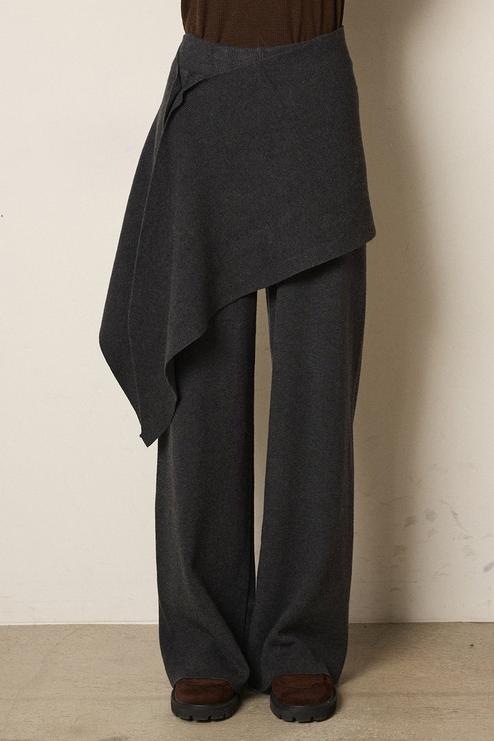 ウエスト巻きニットパンツ