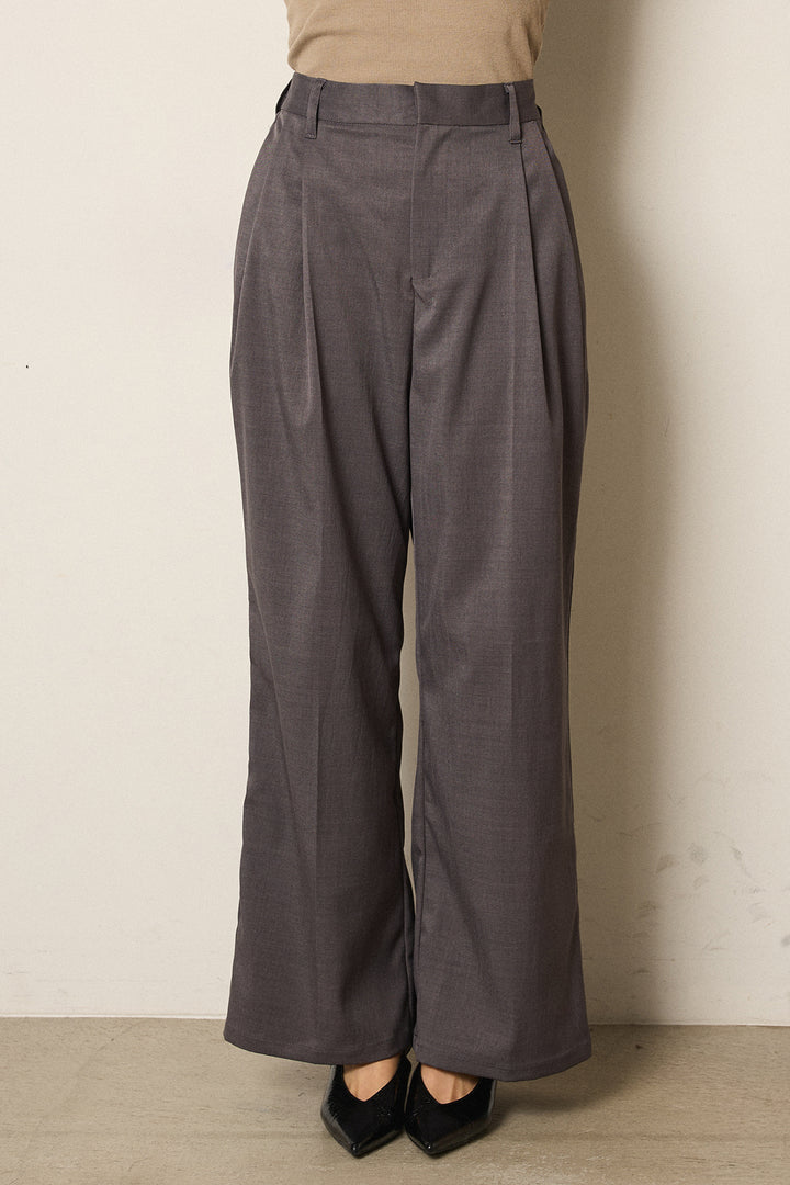 [SET]Vネックフリルカラーブラウス+ツイルスプリングカラータックパンツ(2set)