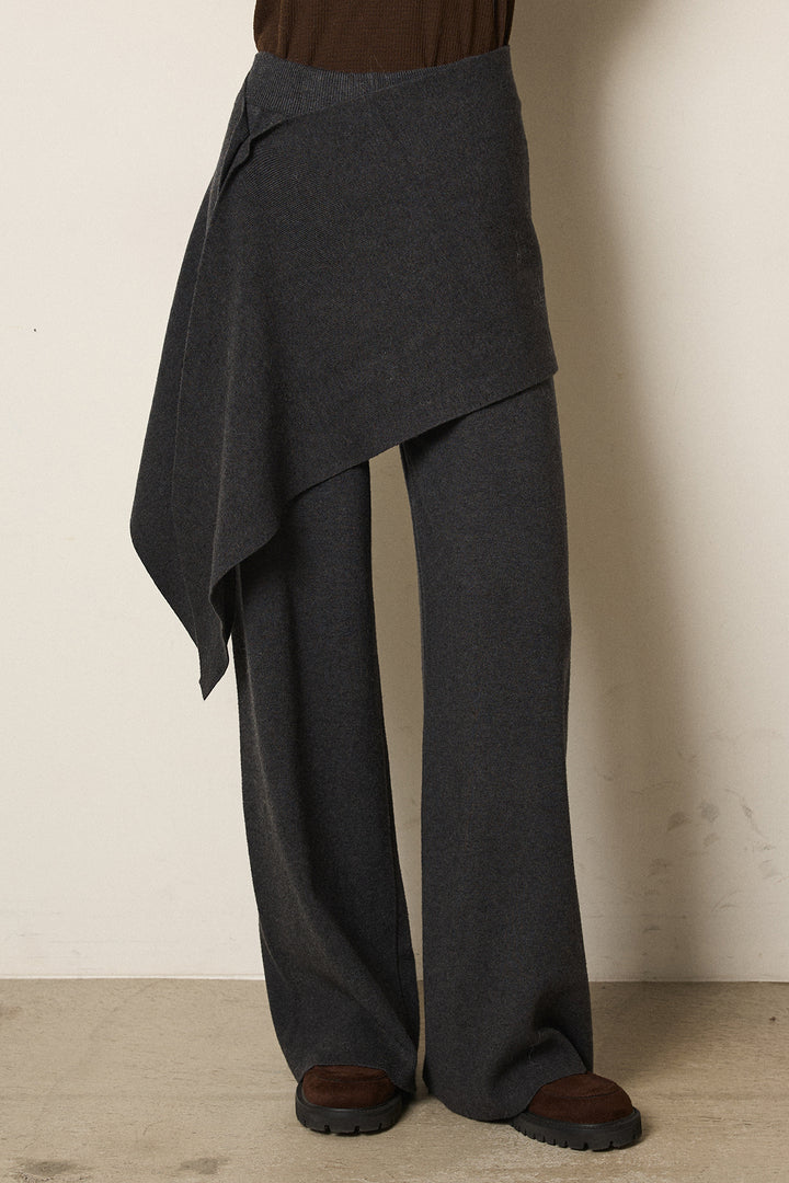 ウエスト巻きニットパンツ